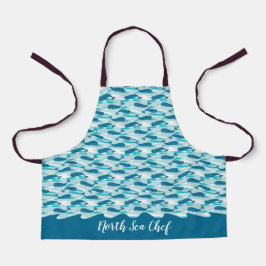 Personalisierte Narwhal Waves Allover drucken Aqua Schürze