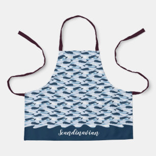 Personalisierte Narwhal Waves Allover Print Blue Schürze