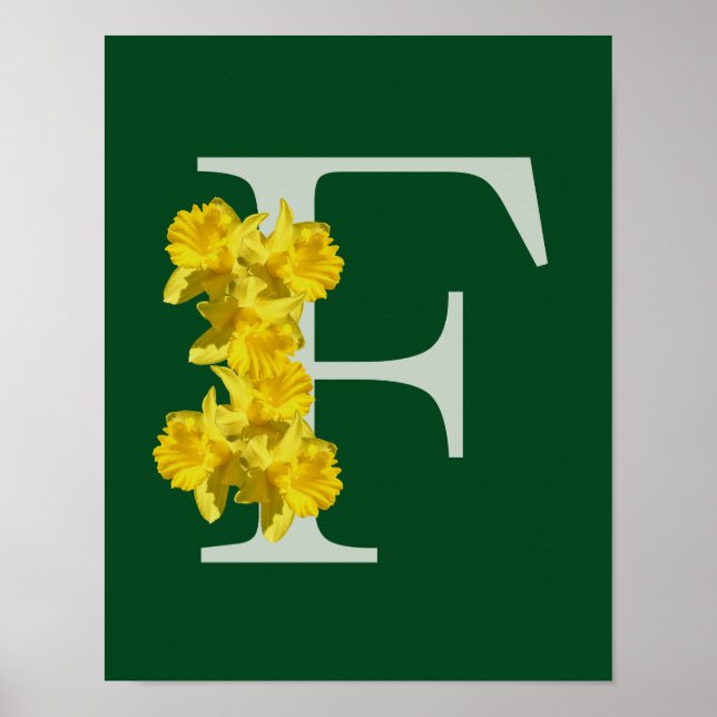 Personalisierte Narzisse Monogramm Anfangsbuchstab Poster (Vorne)