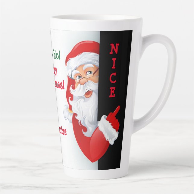 Personalisierte Naughty & Nice Santa Milchtasse (Rechts)