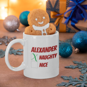 Personalisierte Naughty oder schöne Weihnachten Kaffeetasse
