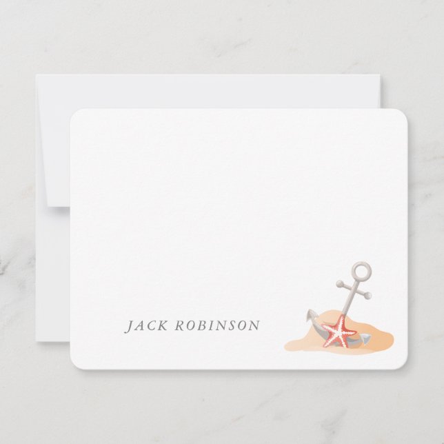 Personalisierte Nautic Anchor Starfish Note Card Mitteilungskarte (Vorderseite)