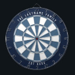 Personalisierte Nautische Blues und Off-White Dartscheibe<br><div class="desc">Benutzerdefiniertes Textartboard mit einem nautischen Farbschema mit einem dunkelmarineblau Rahmen und 2 Blau-Farbtönen auf dem Dartboard mit einem cremefarbenen Mix.</div>