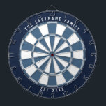 Personalisierte Nautische Blues und Off-White Dartscheibe<br><div class="desc">Benutzerdefiniertes Textartboard mit einem nautischen Farbschema mit einem dunkelmarineblau Rahmen und 2 Blau-Farbtönen auf dem Dartboard mit einem cremefarbenen Mix.</div>