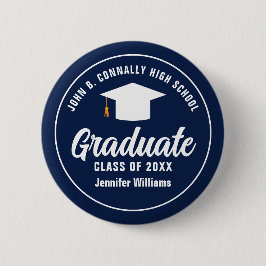 Personalisierte Navy Blue Graduation Party Button