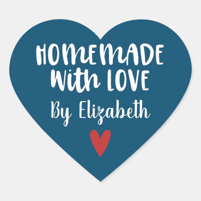 Personalisierte Navy Blue Homemade mit Liebe Herz-Aufkleber (Vorderseite)
