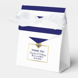 Personalisierte Navy Blue Nautical Heart Wedding Geschenkschachtel