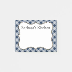 Personalisierte Navy Gingham Post - Anmerkungen Post-it Klebezettel