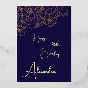 Personalisierte Navy & Gold Geburtstagskarte mit N Folieneinladung