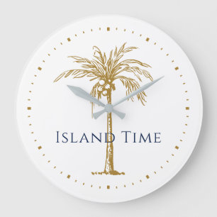Personalisierte Navy-Gold-Künstlerische Palm Tree  Große Wanduhr