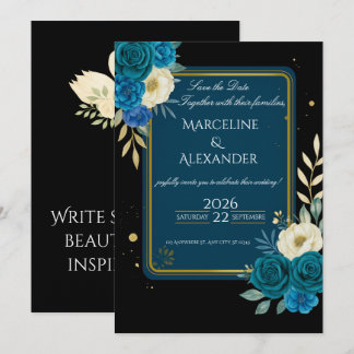 Personalisierte Navy- und Blush-Blumen-Einladung Einladung