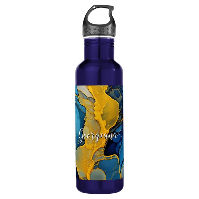 Personalisierte Navy und Gold Alcohol Incidents Ar Edelstahlflasche (Vorderseite)