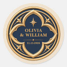 Personalisierte Navy- und Gold-Hochzeit