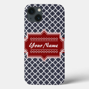 Personalisierte Navy und Red Quatrefoil Case-Mate iPhone Hülle