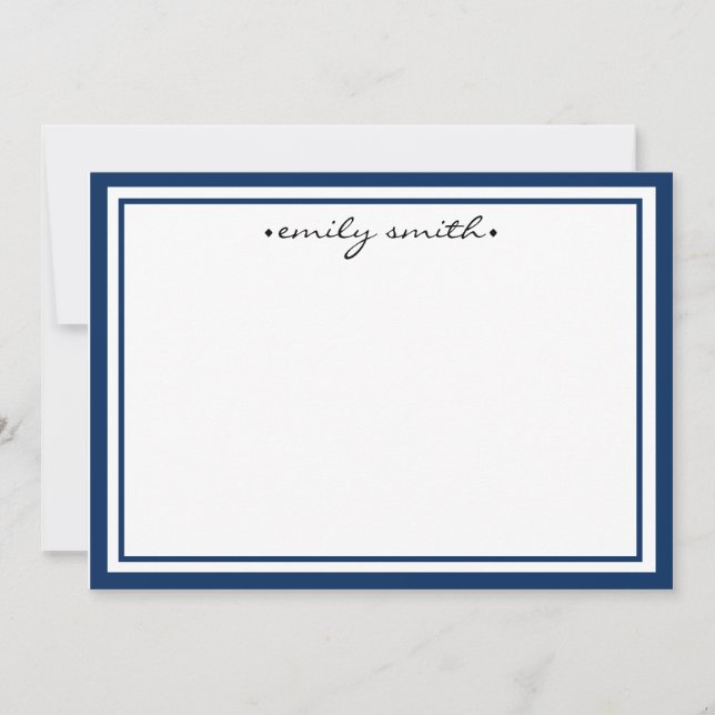 Personalisierte Navy & White Stationer Flachkarte Dankeskarte (Vorderseite)