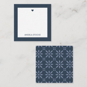 Personalisierte Navyblaue Retro-Blume Mitteilungskarte