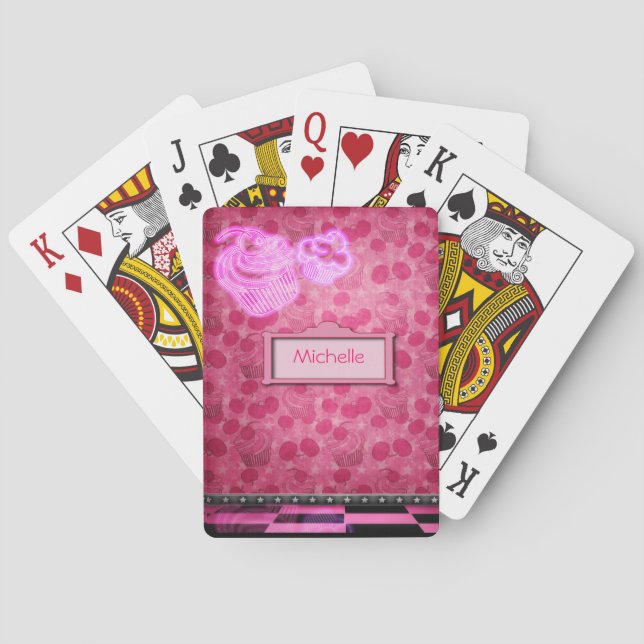 Personalisierte Neon Cupcake Playing Cards Spielkarten (Rückseite)