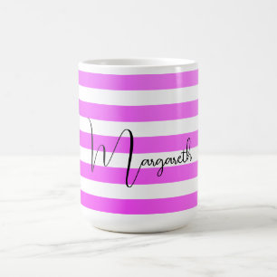 Personalisierte Neon Lila Farbstreifen Kaffeetasse