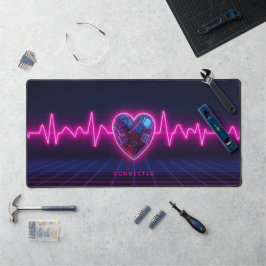 Personalisierte Neon-Puls Cyber-Herz-Schreibtischu Schreibtischunterlage