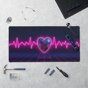 Personalisierte Neon-Puls Cyber-Herz-Schreibtischu Schreibtischunterlage