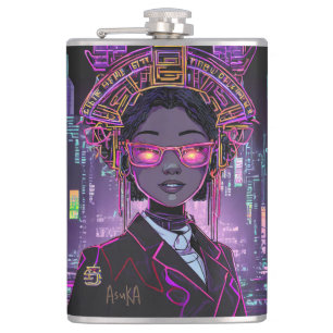 Personalisierte Neon-Zukunft Cyberpunk-ID1028 Flachmann