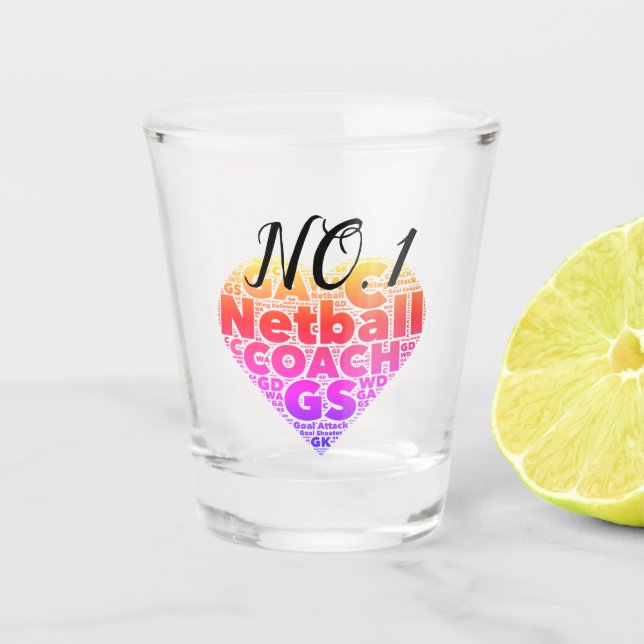 Personalisierte Netball-Zug-Geschenk-Idee Schnapsglas (Vorderseite)