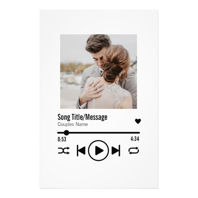 Personalisierte neu verheiratete Foto Song Playlis (Vorne)