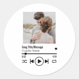 Personalisierte neu verheiratete Foto Song Playlis Runder Aufkleber