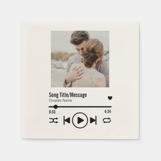 Personalisierte neu verheiratete Foto Song Playlis Serviette (Vorderseite)