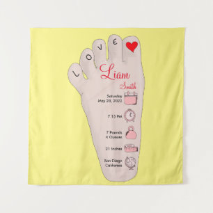 Personalisierte neue Babygeschenke - Geburtsstunde Wandteppich