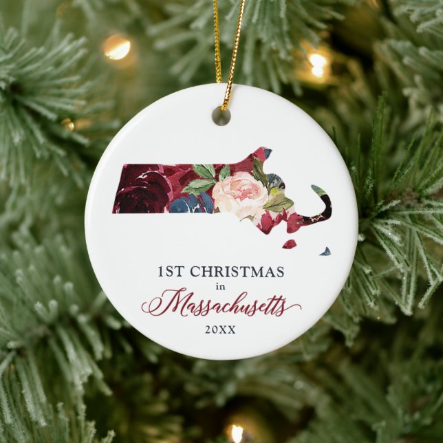 Personalisierte neue Zuhause Weihnachten in Massac Keramik Ornament (Baum)