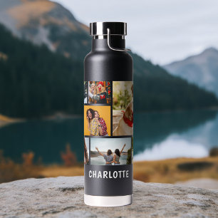 Personalisierte Neun-Foto-Collage mit individuelle Trinkflasche