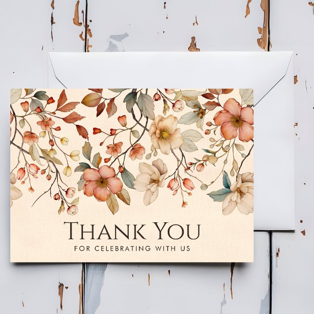 Personalisierte neutrale Beige-Wildblume Dankeskarte (Von Creator hochgeladen)