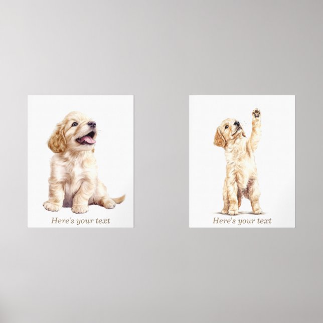Personalisierte neutrale Golden Retriever Kinderzi Bilderwand Sets (Vorderseite)