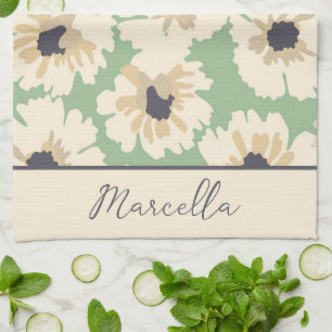 Personalisierte neutrale und schmalzflorale Muster Geschirrtuch