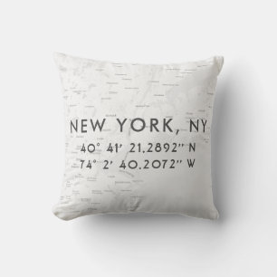 Personalisierte New Yorker Stadtkarte  Leichtgrau Kissen