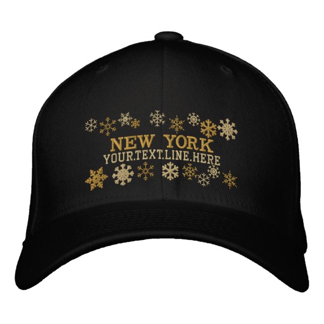 Personalisierte New Yorker Winterschneeflocken Bestickte Baseballkappe (Vorderseite)