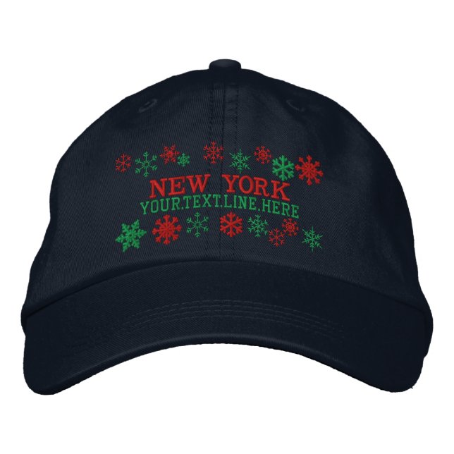 Personalisierte New Yorker Winterschneeflocken Bestickte Kappe (Vorderseite)