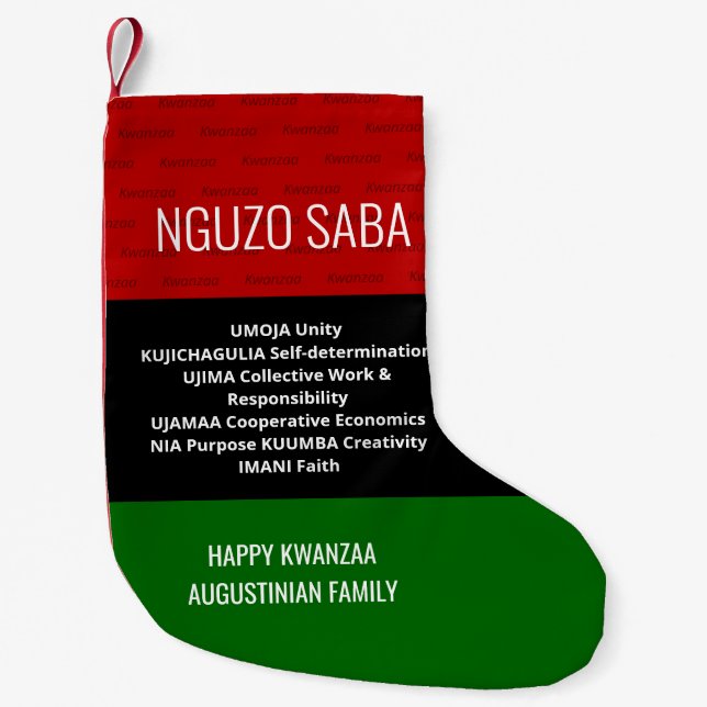 Personalisierte NGUZO SABA 7 Grundsätze Glückwunsc Kleiner Weihnachtsstrumpf (Vorderseite)