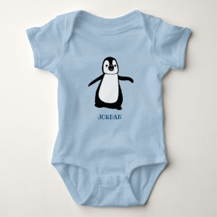 Personalisierte niedlich Baby Blue Pinguin-Abbildu Strampler