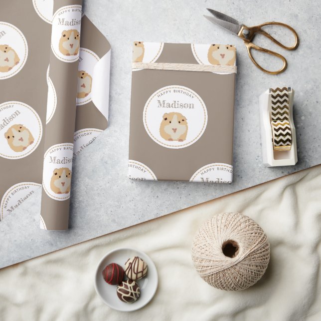 Personalisierte Niedlich Hamster-Muster Geburtstag Geschenkpapier (Kunsthandwerk)