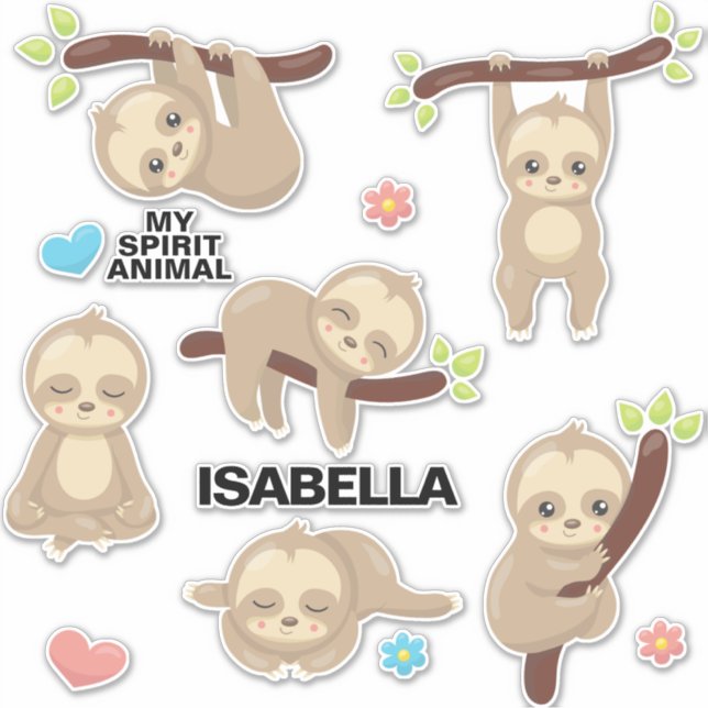Personalisierte Niedliche Alberne Sleepy Sloth Sti Aufkleber (Vorderseite)