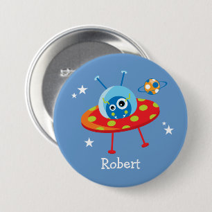 Personalisierte Niedliche Alien Raumfahrt Button