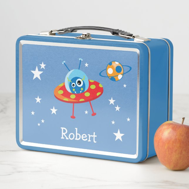 Personalisierte Niedliche Alien Raumfahrt Metall Brotdose (Beispiel)