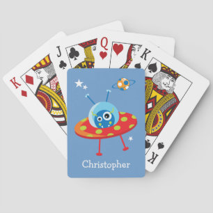 Personalisierte Niedliche Alien Raumfahrt Spielkarten