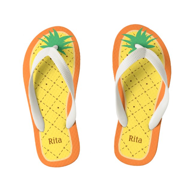 Personalisierte niedliche Ananas-lustige tropische Kinderbadesandalen (Fußbett)