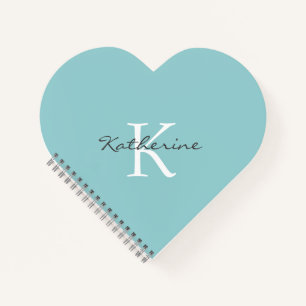 Personalisierte Niedliche Aquamarine Liebe Herz ge Notizbuch