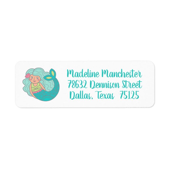 Personalisierte Niedliche Aquamarine Mermaid-Rücks (Vorne)