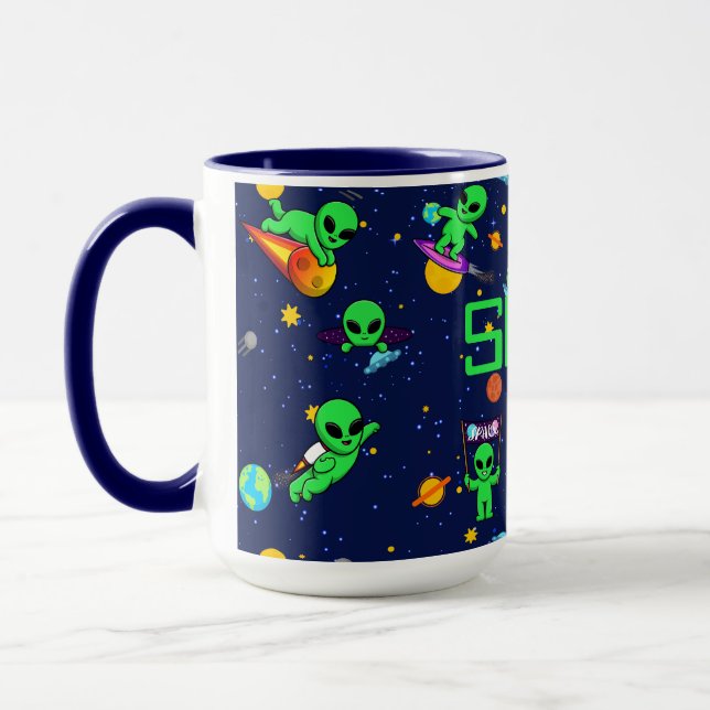 Personalisierte Niedliche Außerirdischen im Weltra Tasse (Links)