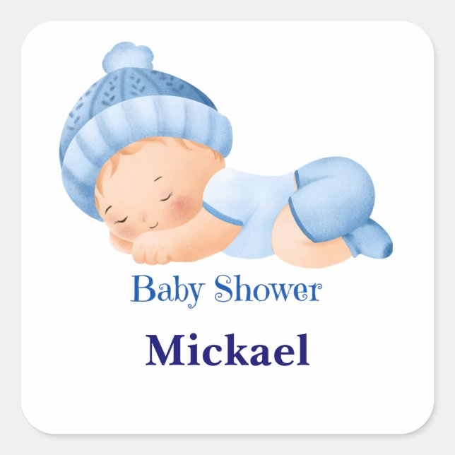 Personalisierte Niedliche Babydusche Quadratischer Aufkleber (Vorderseite)